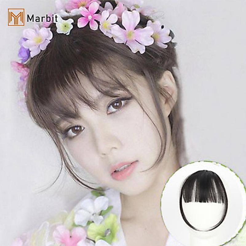 [Mar-T] Clip in Hair Extension Fringe Front Bangs w / Hair Temples