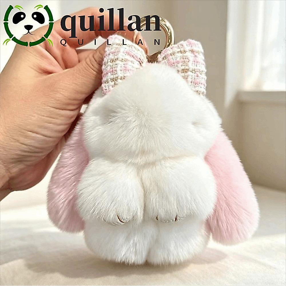 QUILLAN Sang Trọng Thỏ Móc Khóa, Tóc Mềm Nơ Thỏ Sang Trọng Móc Khóa, Lông Thỏ Dễ Thương Mini Thỏ Lôn
