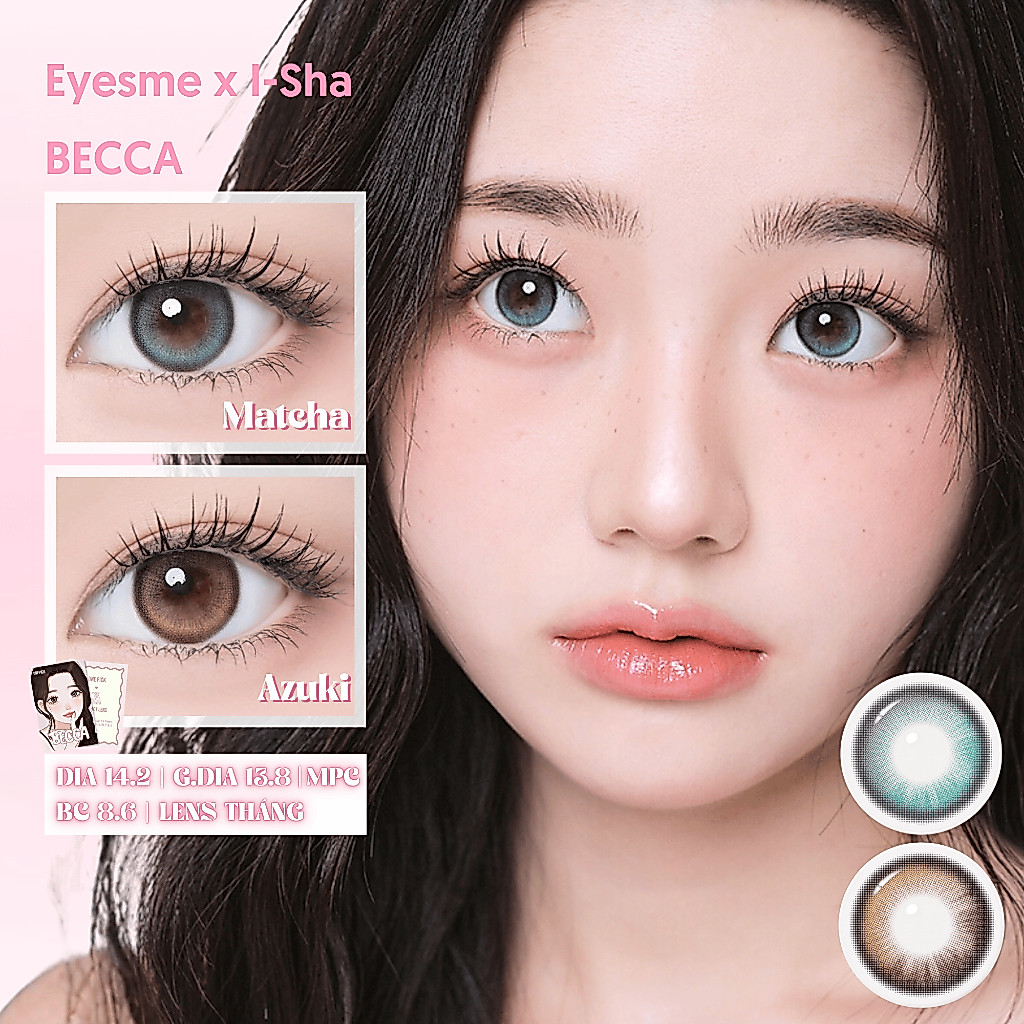 [Eyesme x I-Sha] Lens highlight mắt mèo giãn tròng nổi bật - One Pick Becca Matcha & Azuki