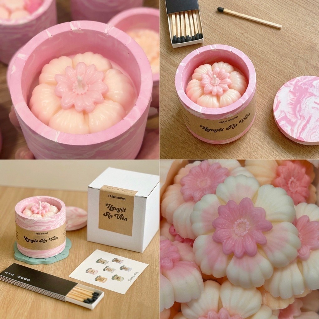 (có 2 màu) Set Quà Nến Thơm Quà Tặng Nguyệt An Viên Lễ Hội Trung Thu Trạm Hương decor chill vintage
