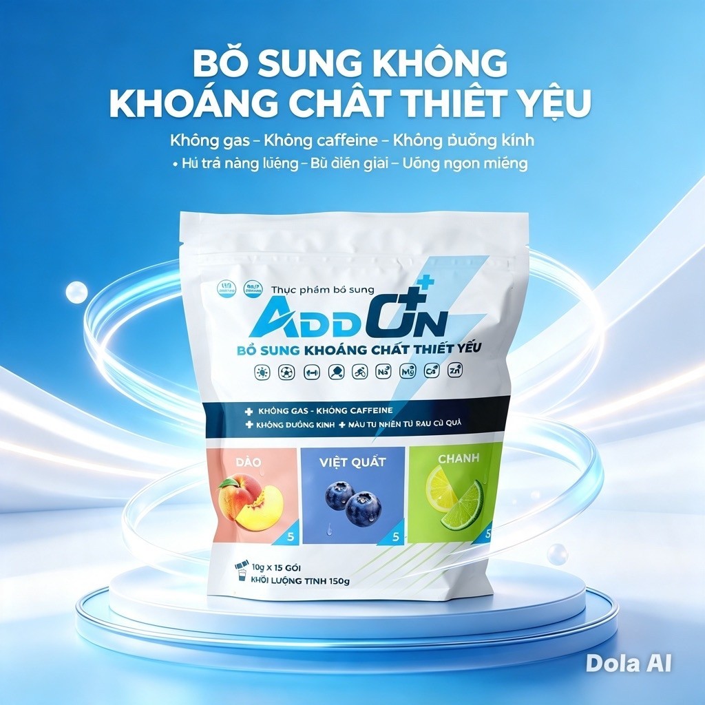 Addon 29calo túi 15 gói vị tổng hợp nước uống điệngiải thể thao bù điện giải bù nước bổsung muối kho