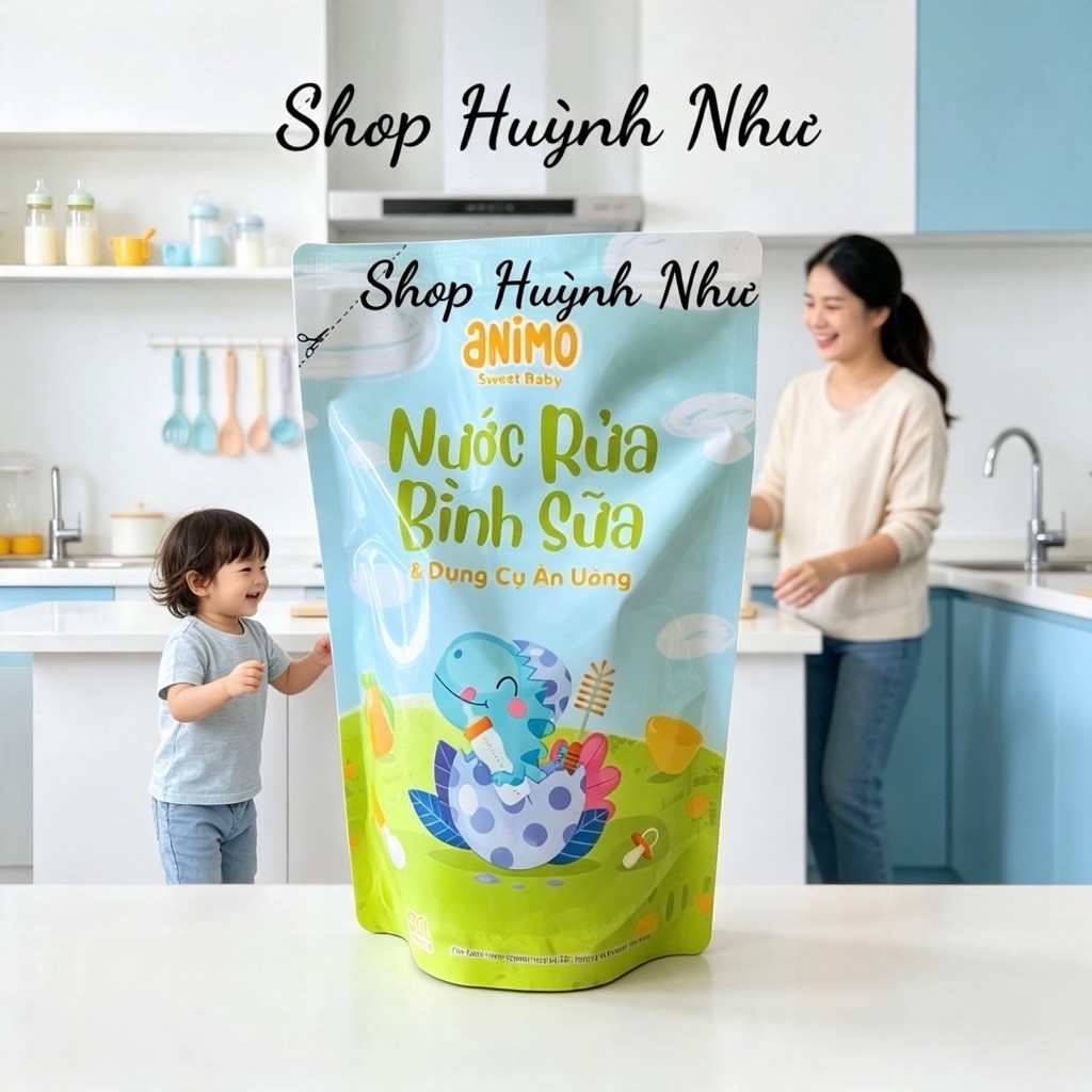 [CHÍNH HÃNG][Túi 500ml] Nước rửa bình sữa Animo. Rửa bình sữa và dụng cụ ăn uống cho bé