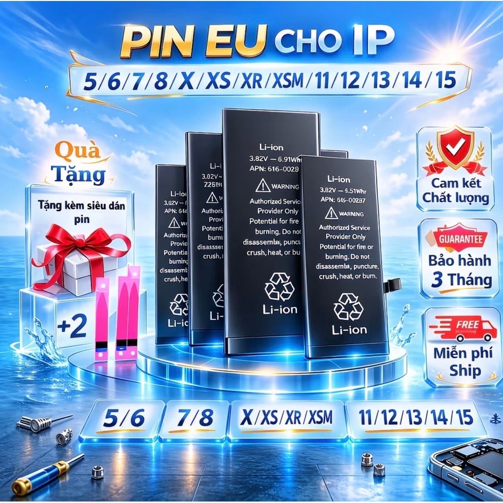 Pin EU Điện Thoại Dùng Cho ip 5s/se/6/7/8/X/Xs/Xr/Xsmax/11/12/13/14/15/plus/pro/promax Mới