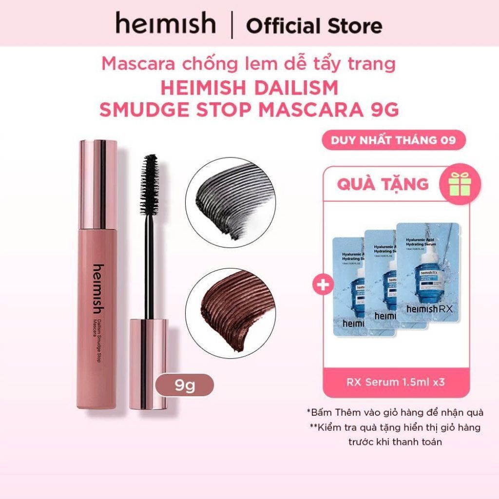 [MỚI] Mascara chống lem dễ tẩy trang heimish Dailism Smudge Stop Mascara 9g