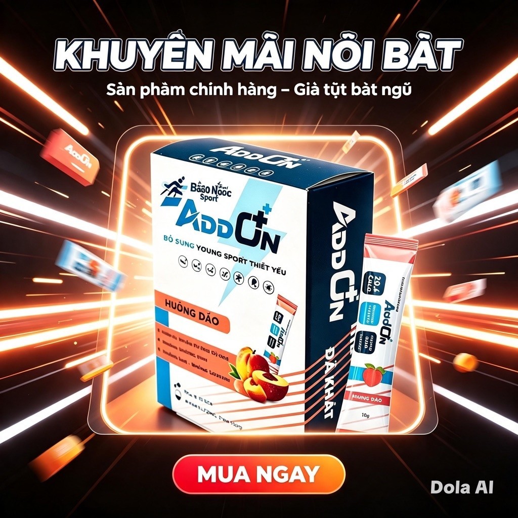 Addon 29 calo vị Đào combo2 túi 15 gói. bột điện thể thao bù nước bù khoáng, điện giải bổ sung vitam