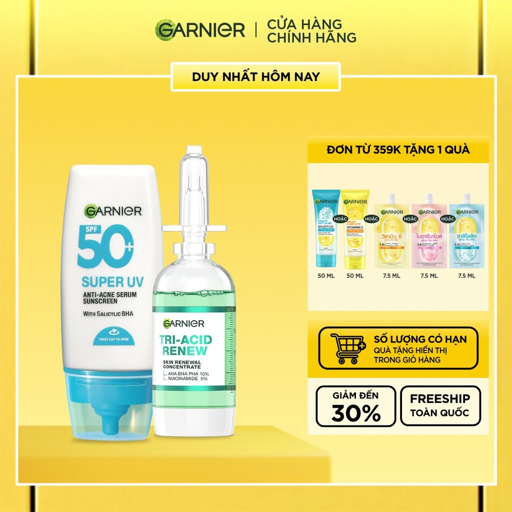 Bộ đôi serum thế hệ mới giúp da sáng hơn, láng hơn và kem chống nắng phổ rộng cho da dầu mụn 20ml x 