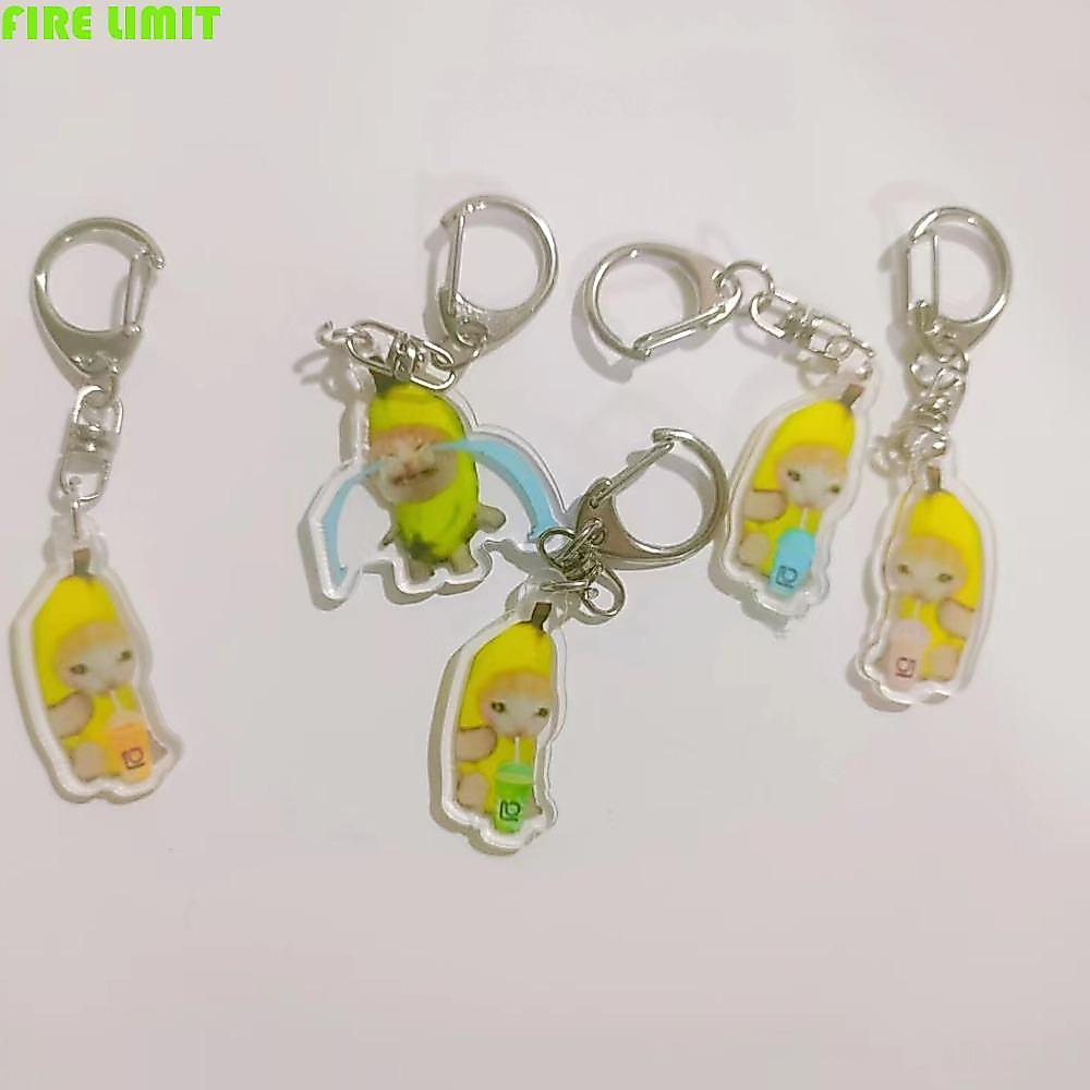 FIRE LIMIT Banana Cat Dây chuyền điện thoại di động, Ba lô Charm Banana Cat Gato Meme Cat Mặt dây ch