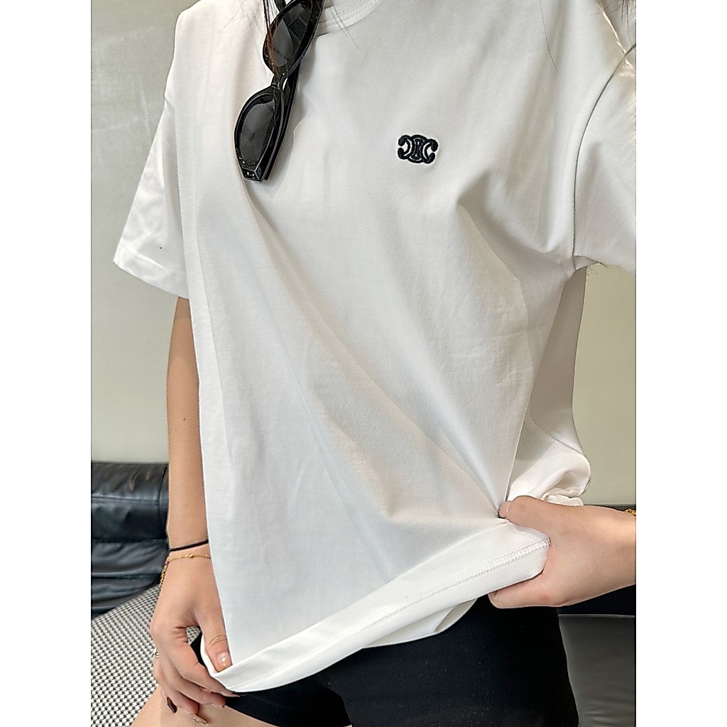 CELINE CELINE Phiên bản truy cập Áo thun ngắn tay phong cách cặp đôi Đế bên trong Phong cách Nhật Bả