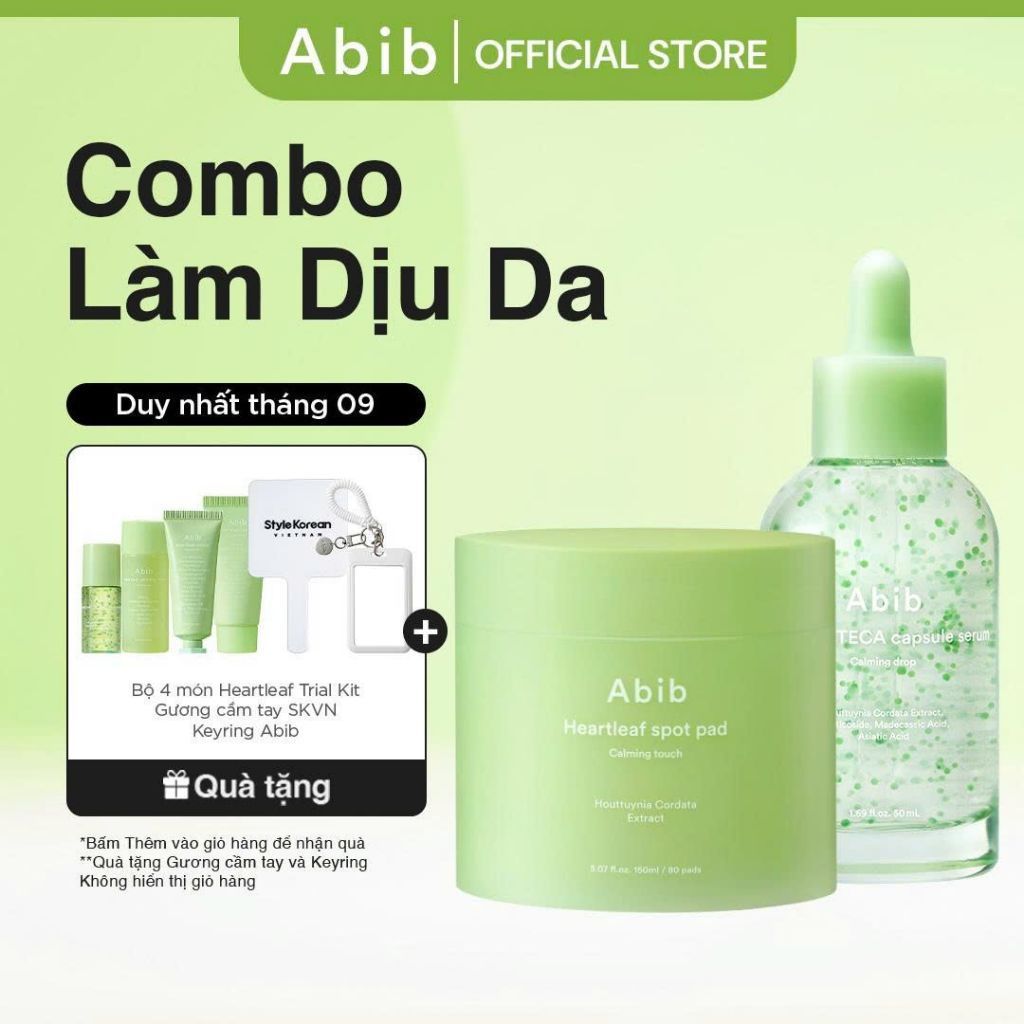 Bộ 2 sản phẩm Abib toner pad diếp cá và serum viên nang diếp cá TECA