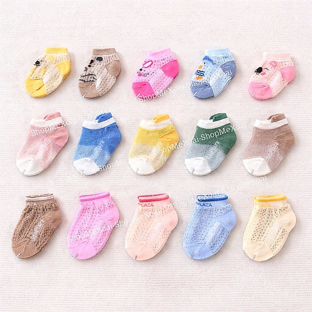 [Size 0-6M,6-12M] COMBO 5 ĐÔI TẤT LƯỚI  HIỆU Kid Plaza CHO BÉ TRAI/GÁI