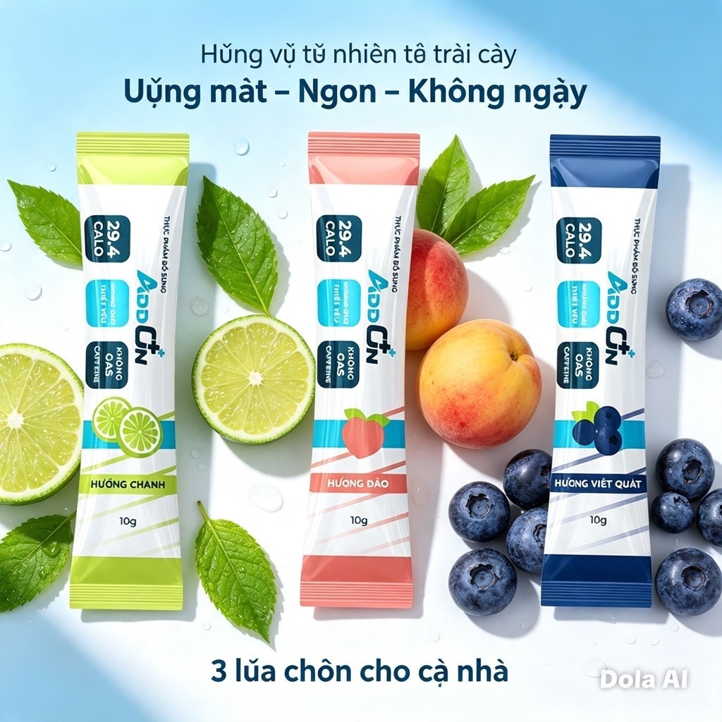 Addon 29Calo túi 15 gói vị tổng hợp nước uống tăng lực bù khoáng bù điện giải,bổ sung muối khoáng gi