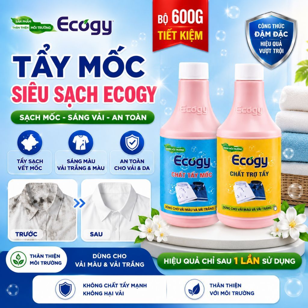[CÓ VÒI XỊT + GĂNG TAY] Tẩy mốc siêu sạch Ecogy , tẩy mốc, máu...trên quần áo, đồ vải