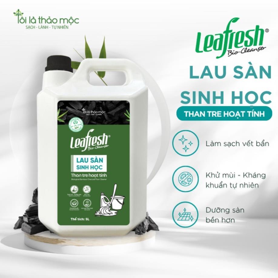 Lau sàn sinh học than tre hoạt tính Leafresh 5L - sạch bóng, kháng khuẩn, an toàn cho bé & thú cưng