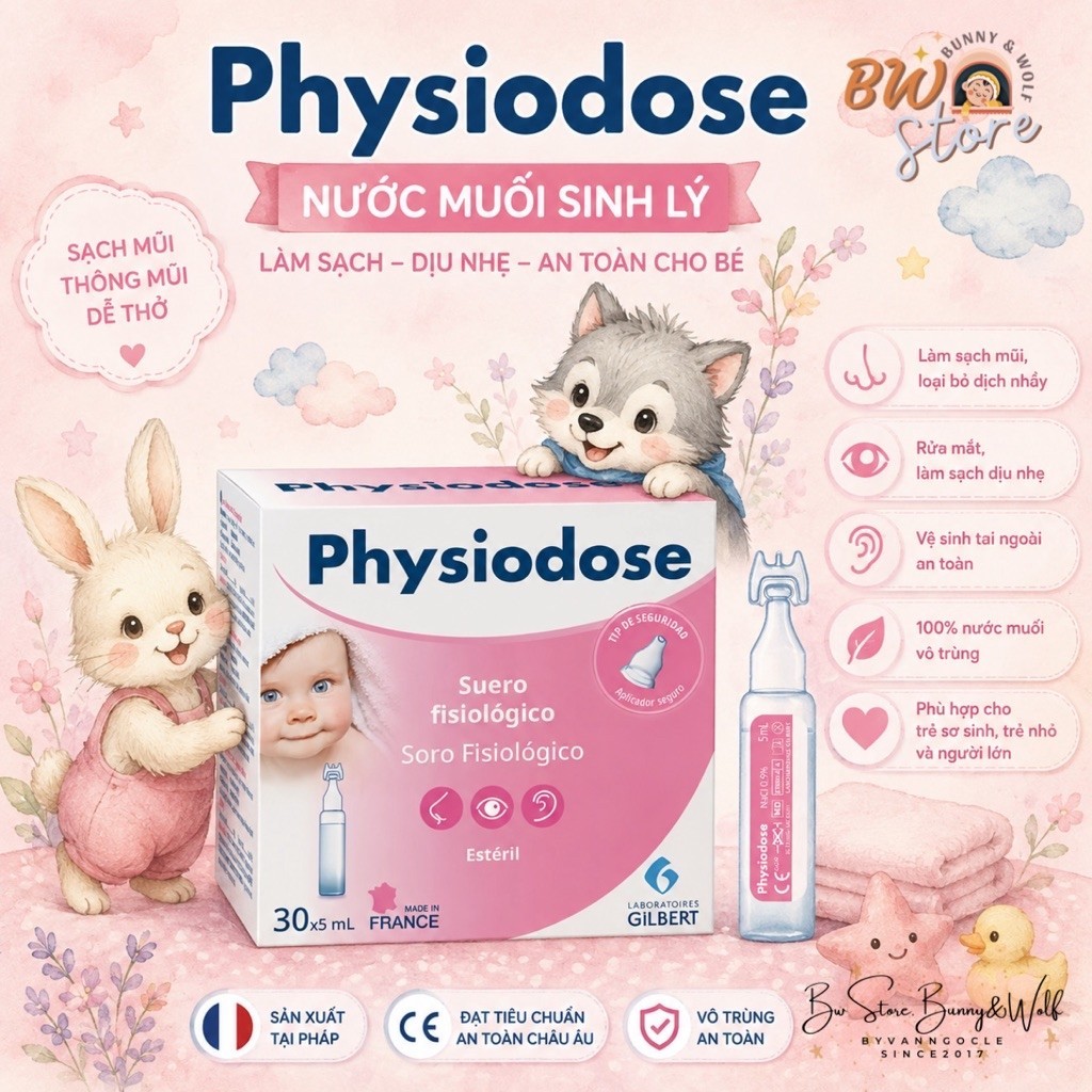 Nước Muối Sinh Lý Physiodose Hồng / Gifrer Pháp cho bé từ sơ sinh [ BW Store ]