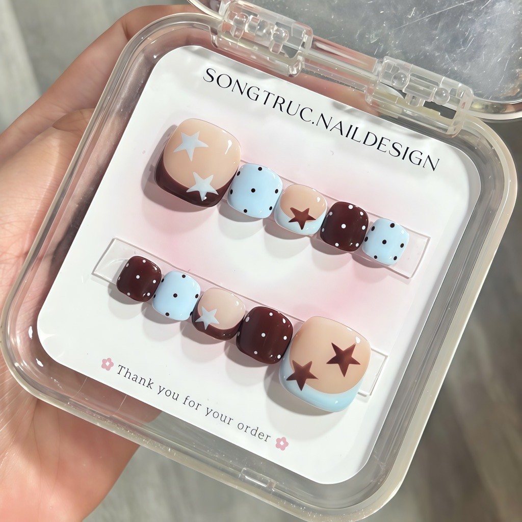 C43 - Nailbox Design Mẫu Nail Chân Ngắn Mắt Mèo Cherry Nổi