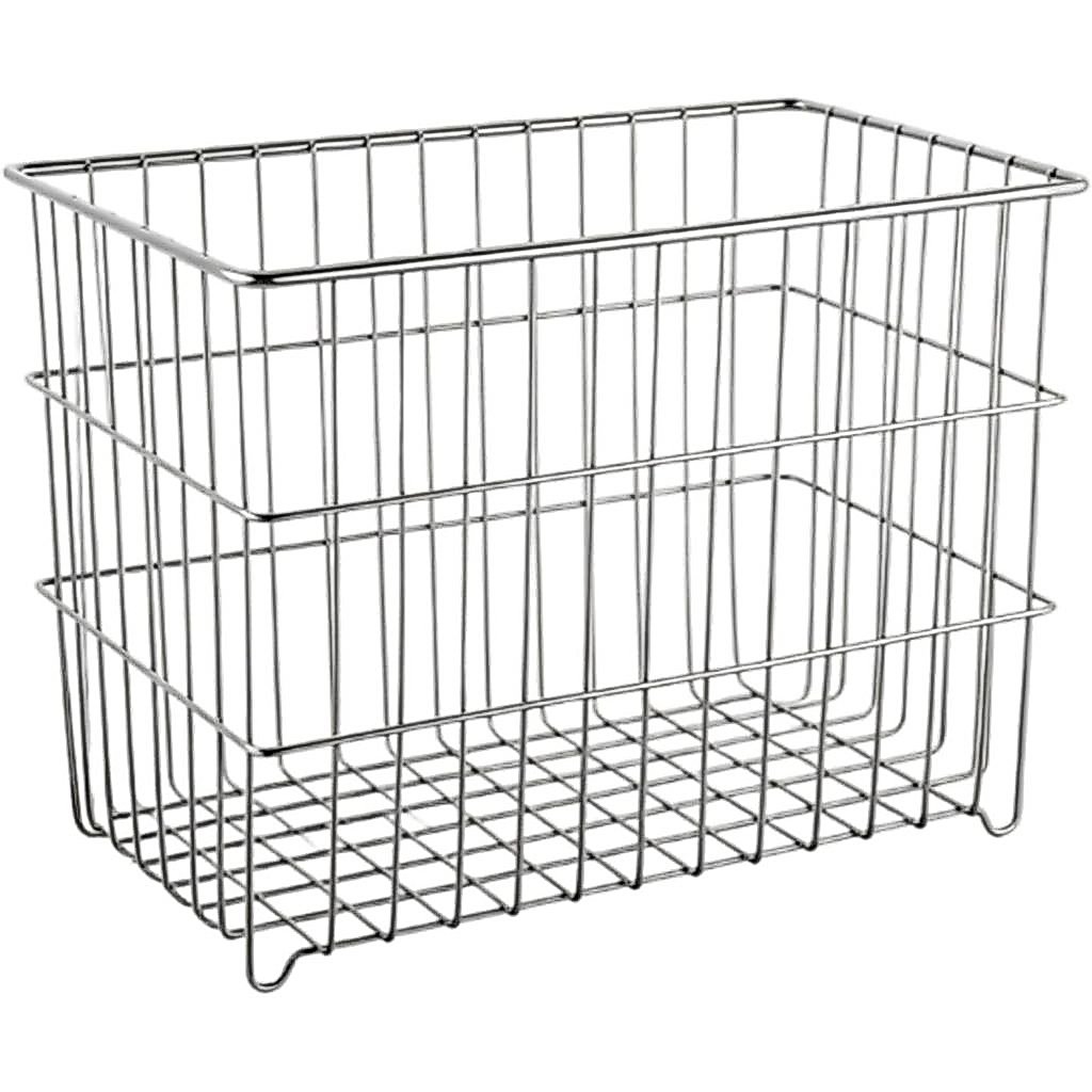 Fockety Wire Storage Basket, Food Storage Organizer Multifunctional 304 Stainless Steel Wire Bin Org