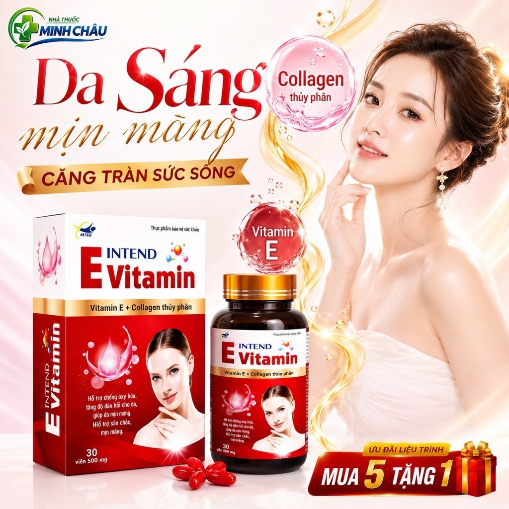 Viên Uống Trắng Da Vitamin E Collagen Thuỷ  Phân Intend 30 Viên – Sáng Da, Mờ Thâm, Chống Lão Hóa