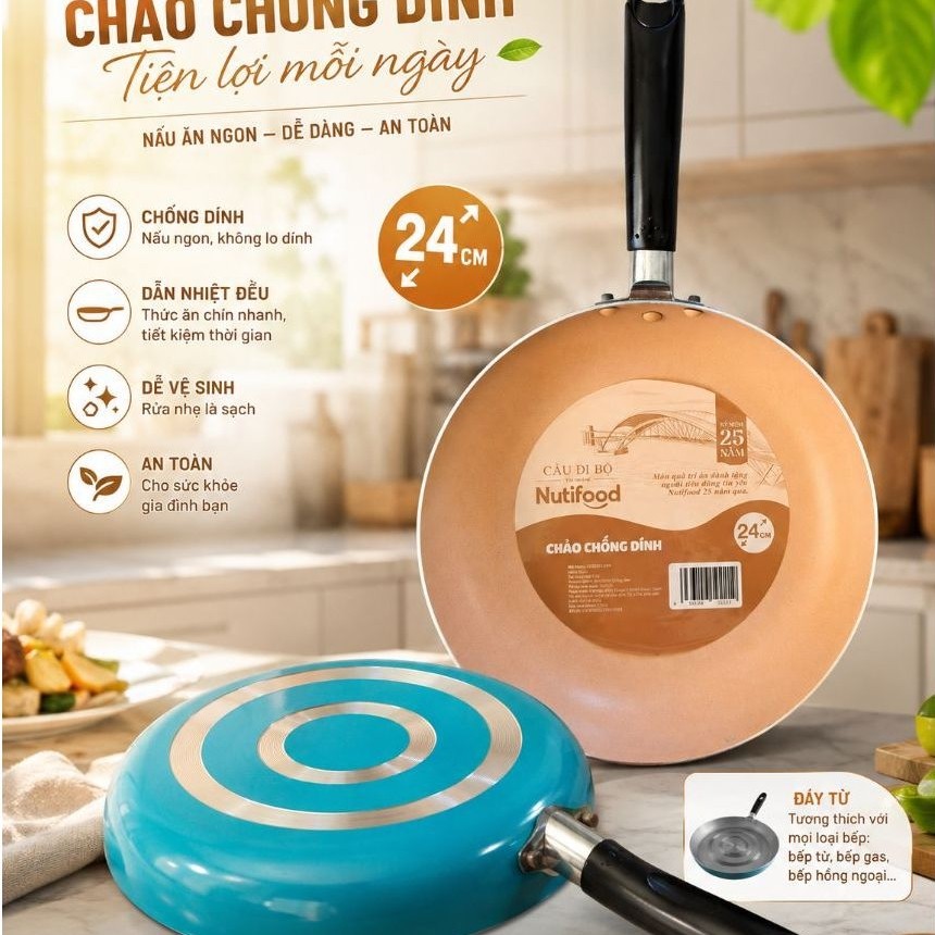 [Các Loại Bếp]. Chảo Chống Dính 24cm Greencook