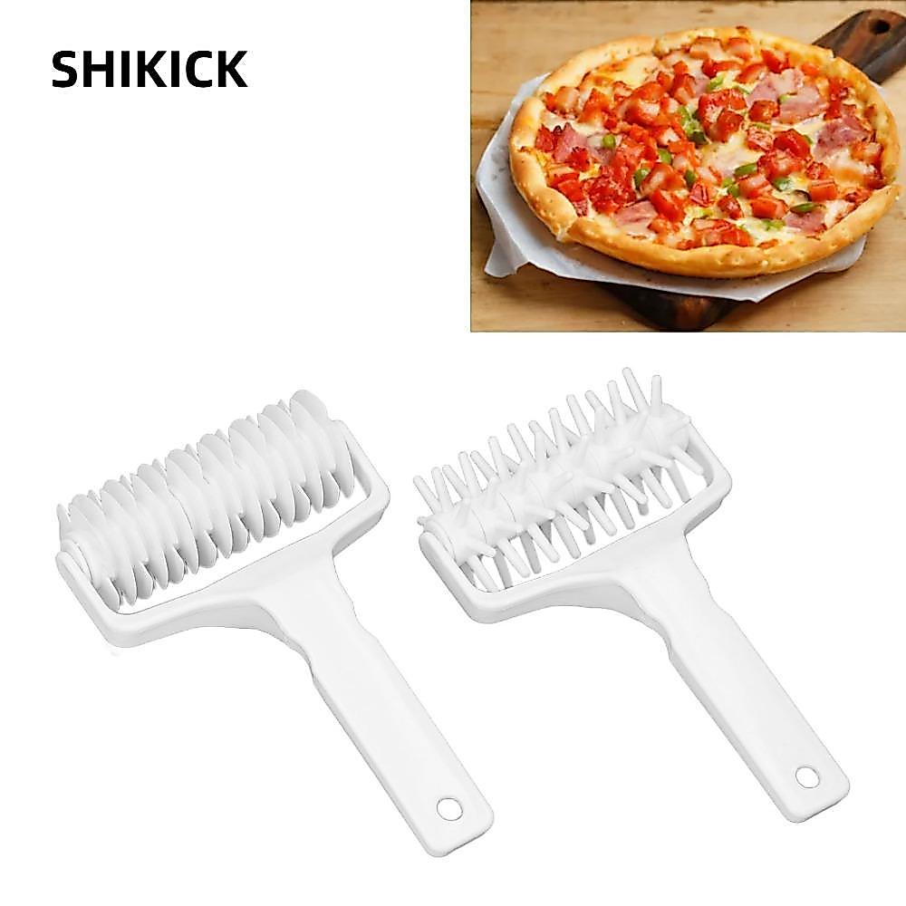 SHIKICK 2 Chiếc Bánh Pizza Bột Con Lăn Docker, Lưới Con Lăn Cắt Tay Cầm Dài Pizza Vỏ Con Lăn Docker,