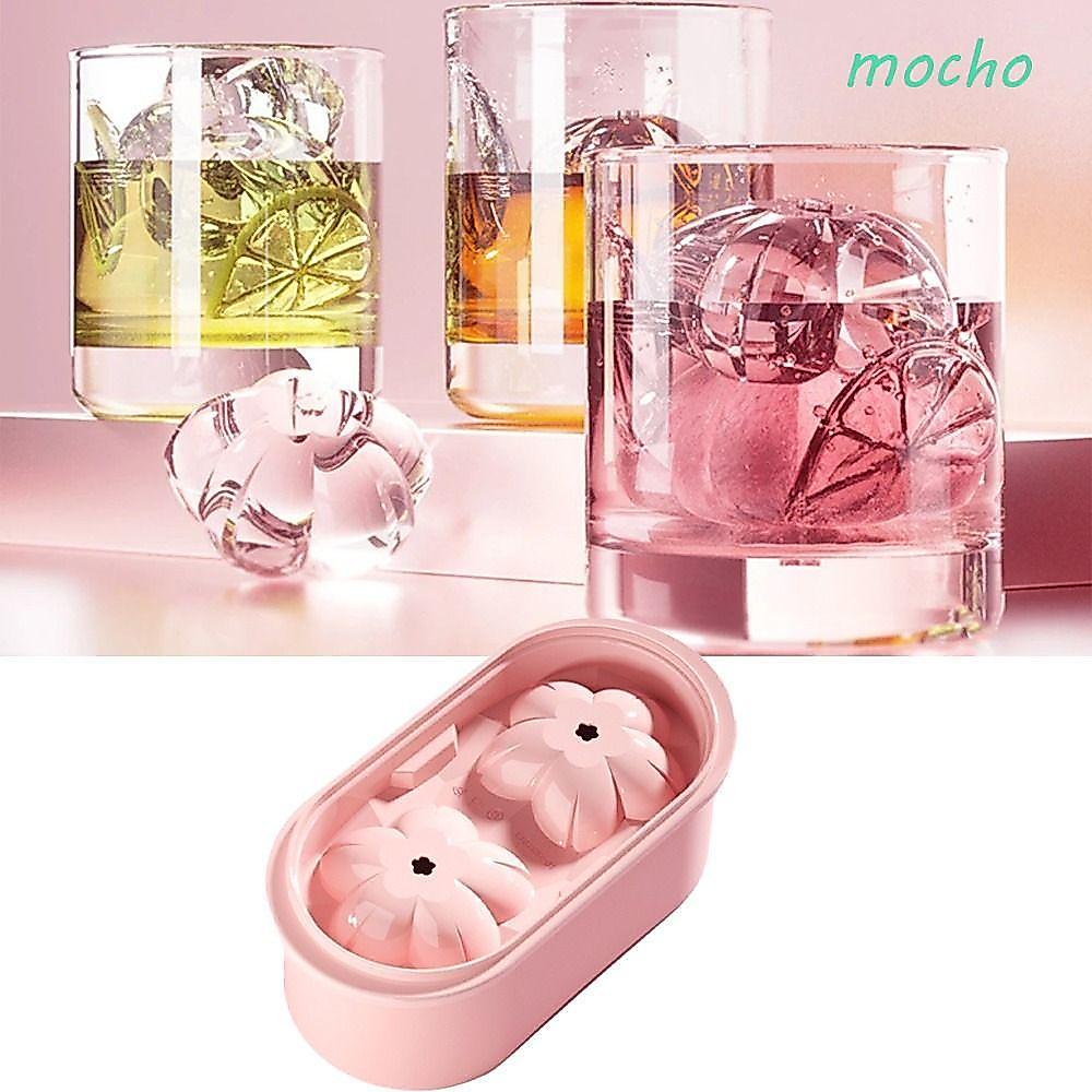 MOCHO Cherry Blossoms Ice Cube Khay, 2 Khoang Dễ Dàng Tháo Hoa Đá Khuôn, Lãng Mạn Có Nắp Nhựa Chống 
