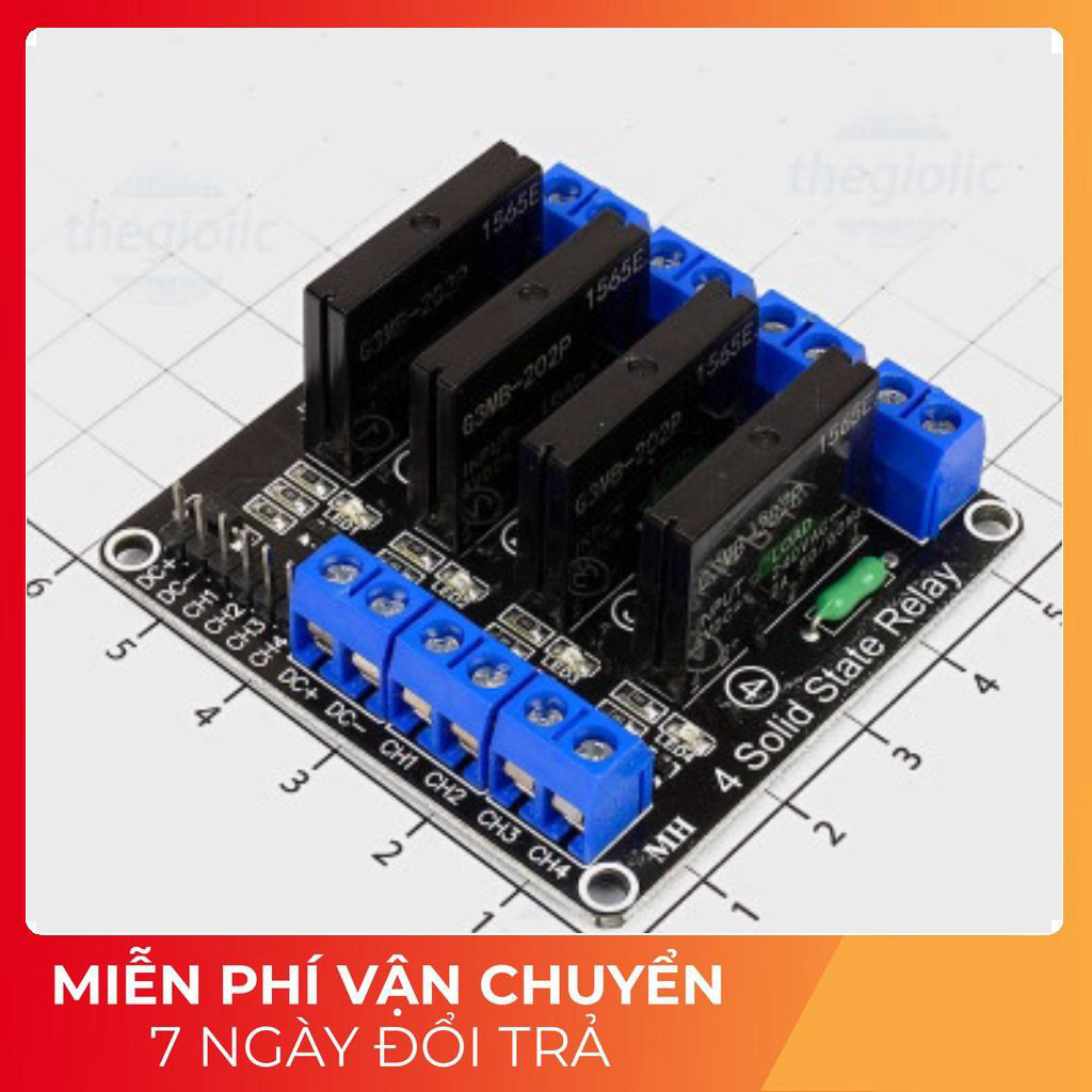 Module 4 Relay SSR G3MB-202P 5V Kích Mức Thấp Tech Linh Kiện Tech Linh Kiện