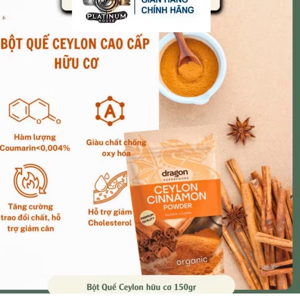 Bột quế hữu cơ Dragon Superfoods 150g Ceylon Cinnamon Powder
