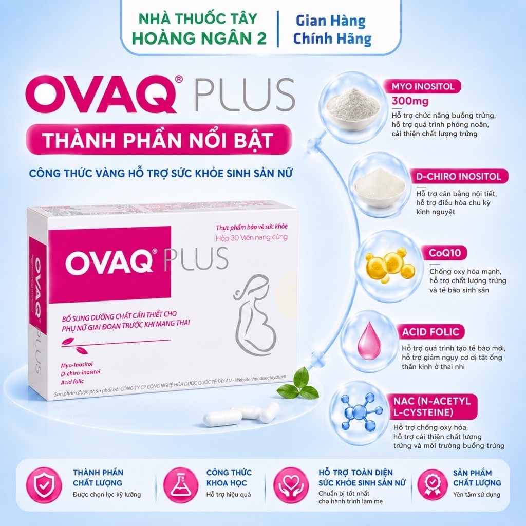 OVAQ PLUS Chính Hãng Bổ sung Myo Inositol 300mg Và Dưỡng Chất Cho Phụ Nữ Chuẩn Bị Mang Thai