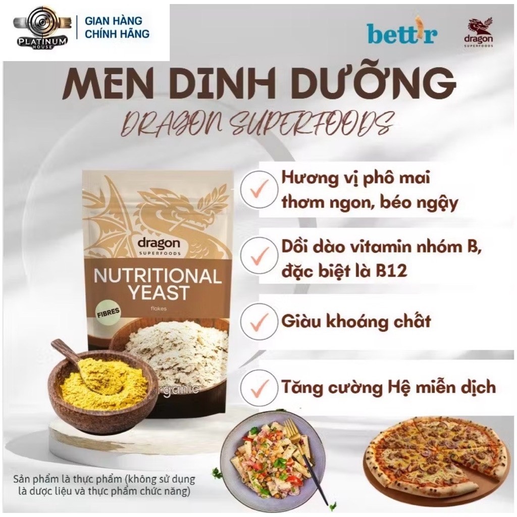 Men dinh dưỡng hữu cơ Nutritional Yeast Dragon Superfoods 100g