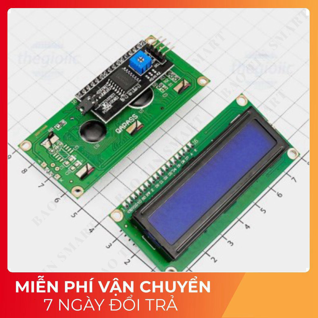 LCD 1602 Nền Xanh Dương Chữ Trắng 5V Kèm I2C Driver Tech Linh Kiện Tech Linh Kiện
