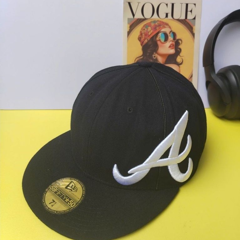 [Min2hand]Nón/Mũ Bít Đuôi New Era Atlanta Braves 59FIFTY Fitted Hat Black second hand