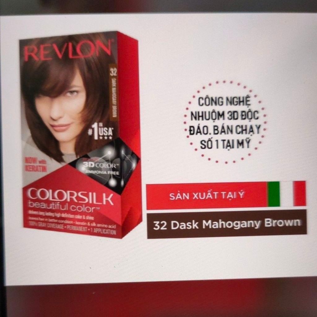 Thuốc nhuộm tóc Revlon ColorSilk không Ammonia, nâu gỗ sậm