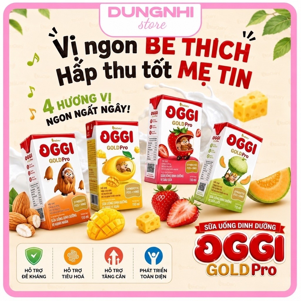 Thùng 24h Sữa Bột Pha Sẵn Oggi Vị Trái Cây - Hộp 110ml