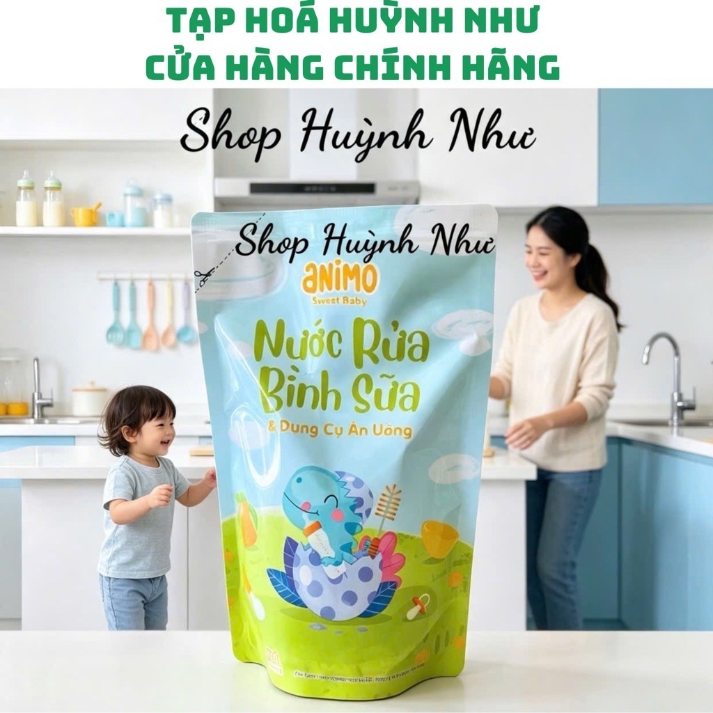 [CHÍNH HÃNG][Túi 500ml]Nước rửa bình sữa Animo  (Xanh da trời).....