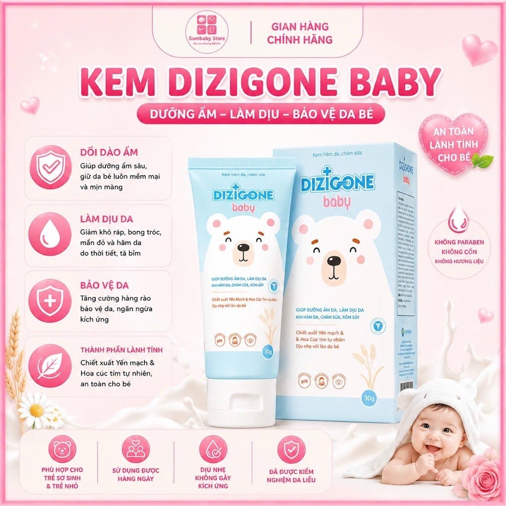 Kem Dizigone Baby 30g – Dịu Mẩn Ngứa, Ngừa Hăm Tã, Bảo Vệ & Phục Hồi Da Bé