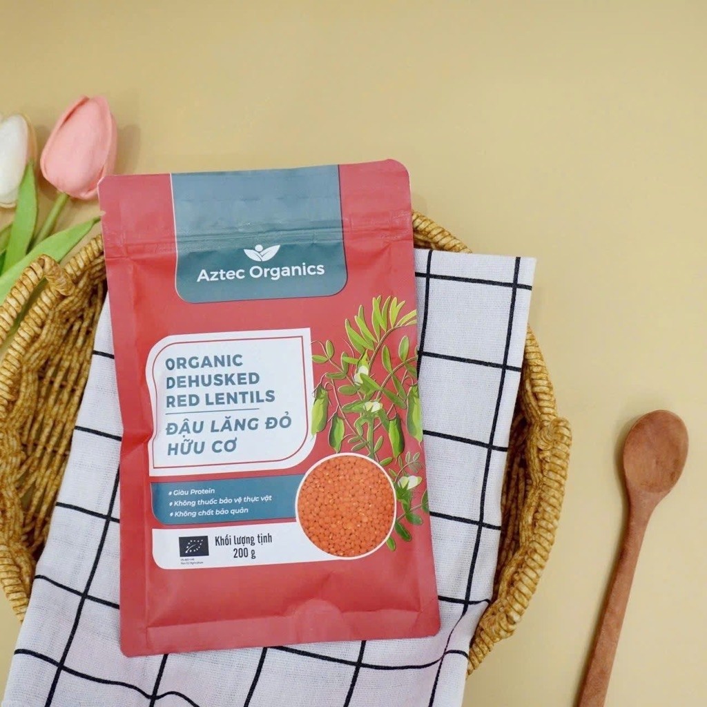 Đậu lăng đỏ hữu cơ Aztec Organic - 200g - Organic red lentils