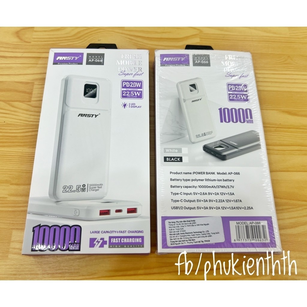 PIN SẠC DỰ PHÒNG ANSTY AP-066 /10000mAH sạc nhanh 22,5W