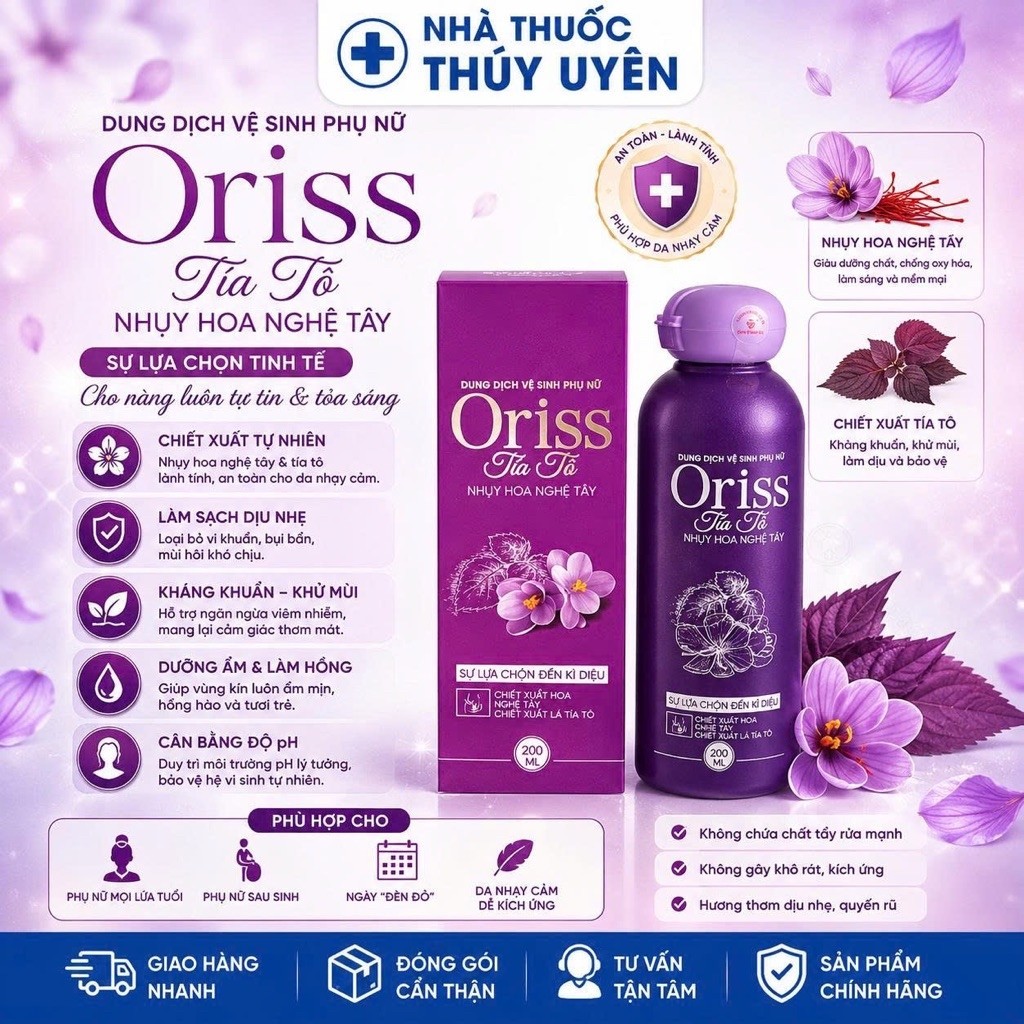 [Chính hãng] Dung dịch vệ sinh phụ nữ Oriss Tía Tô làm sạch dịu nhẹ ngăn mùi ngừa vấn đề phụ khoa 20