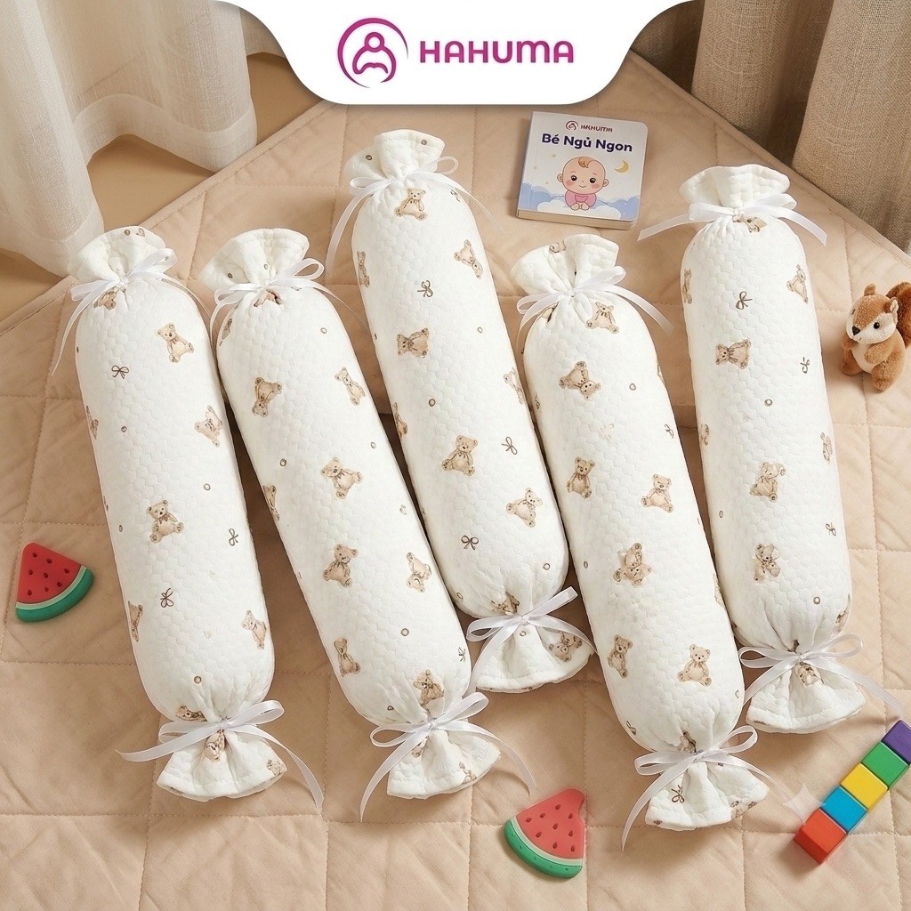 Gối Kẹo HAHUMA Vải Sợi Tre Cho Bé - Vỏ Tháo Rời Dễ Dàng