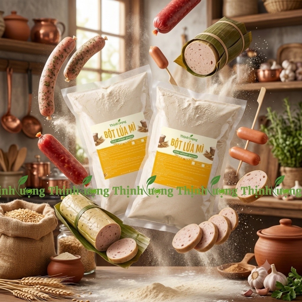 1KG Bột Mì Căn Gluten, Bột Lúa Mì, Bột Làm Bò Viên Giò Chả Thịt Ham, Vital Wheat Gluten Expired Date