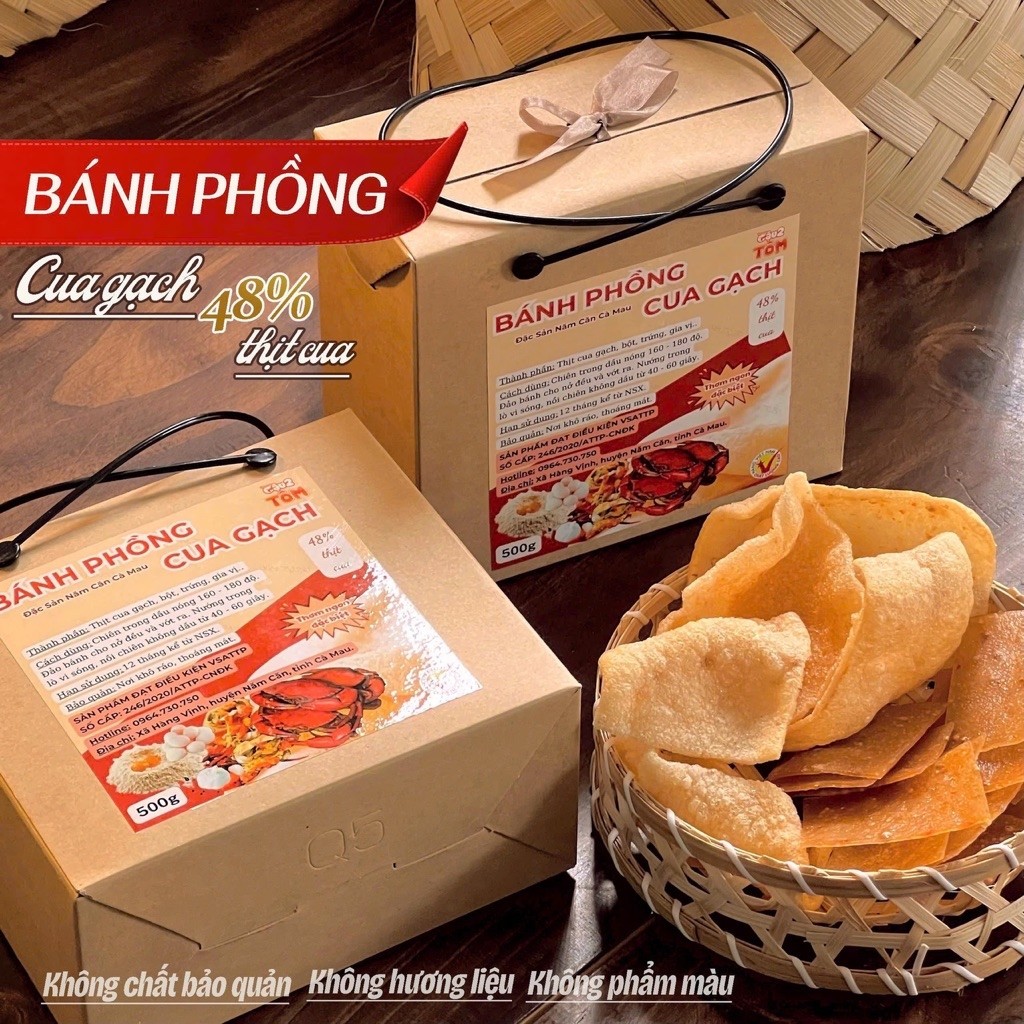 (Thượng Hạng 48% Cua) Bánh Phồng Cua Gạch Đặc Sản Cà Mau | CẬU 2 TÔM