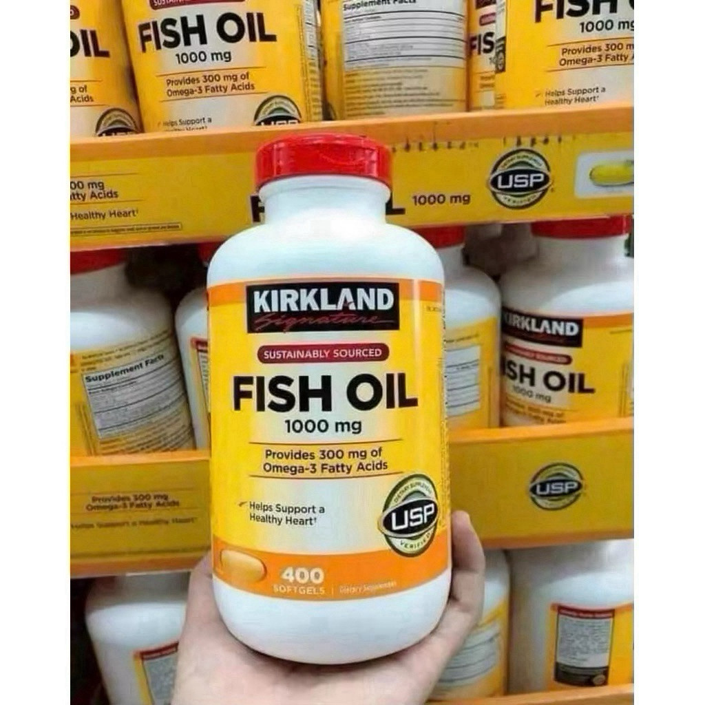 🌻🐠 [HSD 07/2028] Dầu cá KIRKLAND Omega-3 FISH OIL 1000mg của Mỹ 400 viên🐬❄️011