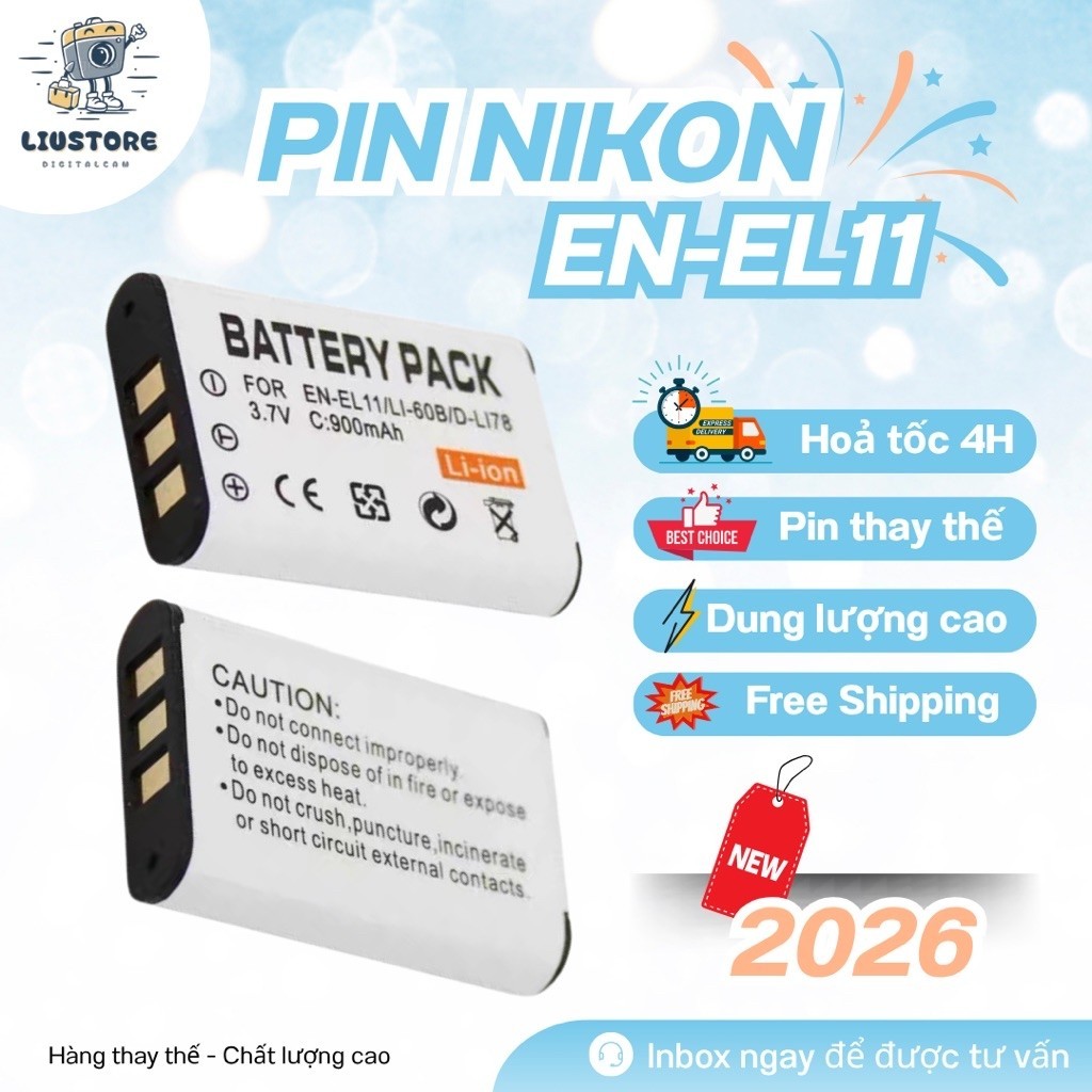 Pin Máy Ảnh Nikon EN-EL11 / Olympus LI-60B / Pentax D-LI78 - Pin Thay Thế Dung Lượng Cao 900mAh Cho 