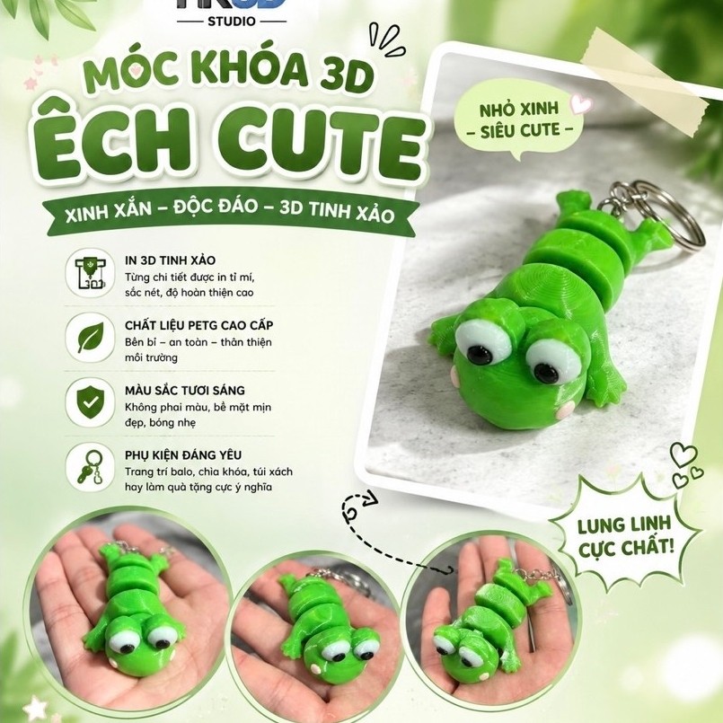 HK3D Studio - Móc Khoá Ếch 3D Cute