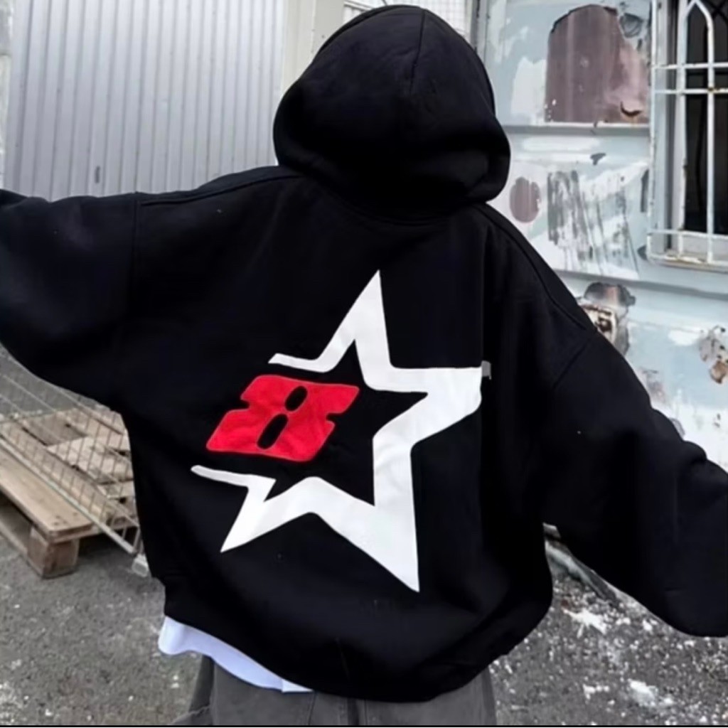 Áo Khoác Boxy Hoodie Zip Nỉ Ép Hàn Private Club EMPTI AK-09 Xám Thiêu Size M