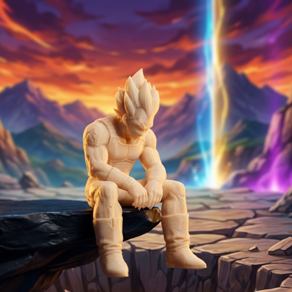 Mô hình 3D Vegeta dùng để decor màn hình máy tính, PC, góc làm việc