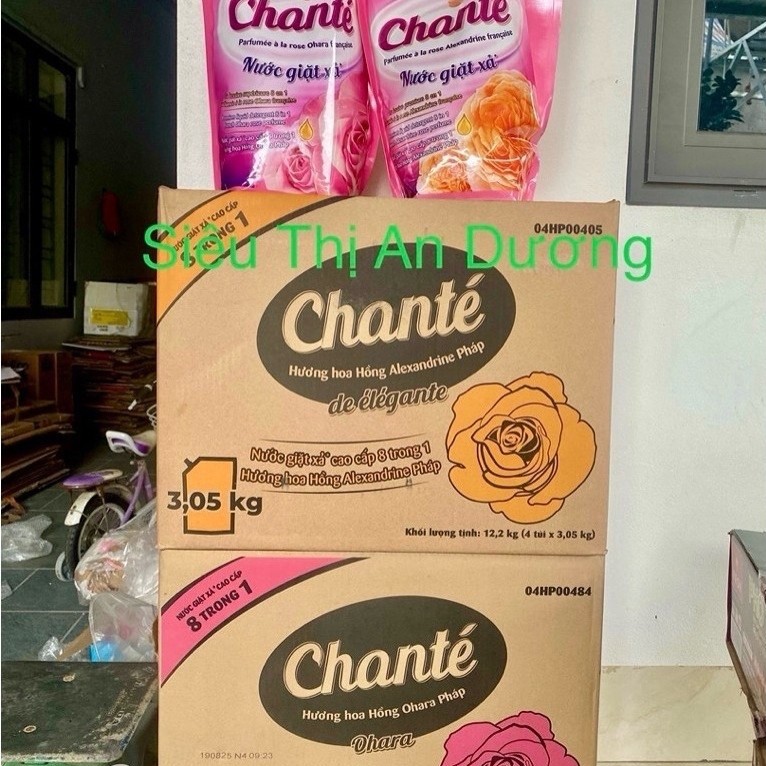 [CHÍNH HÃNG] 1 thùng 4 túi loại 3,05 kg  Nước giặt xả 8 in 1 Chante hoa hồng pháp mềm vải, thơm lâu