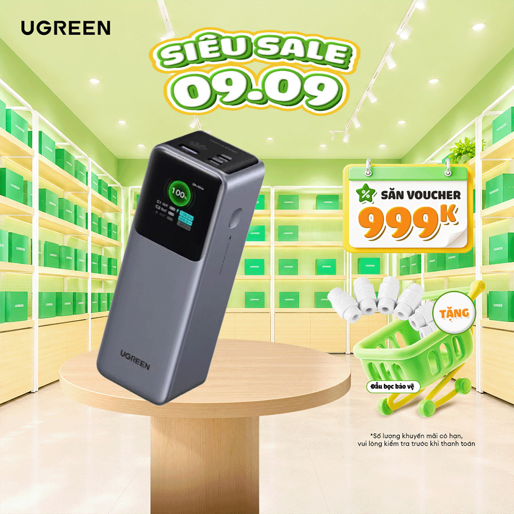 Pin Ugreen PB722 25000mAh-200W/20000mAh-130W/12000mAh-100W | Sử Dụng Lõi Pin Li-on | Màn Hình LED | 