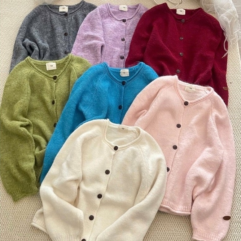 [ Rosybae_Clothes ] Áo Cardigan Len Egg Khuy Đen New Arrivals Qc