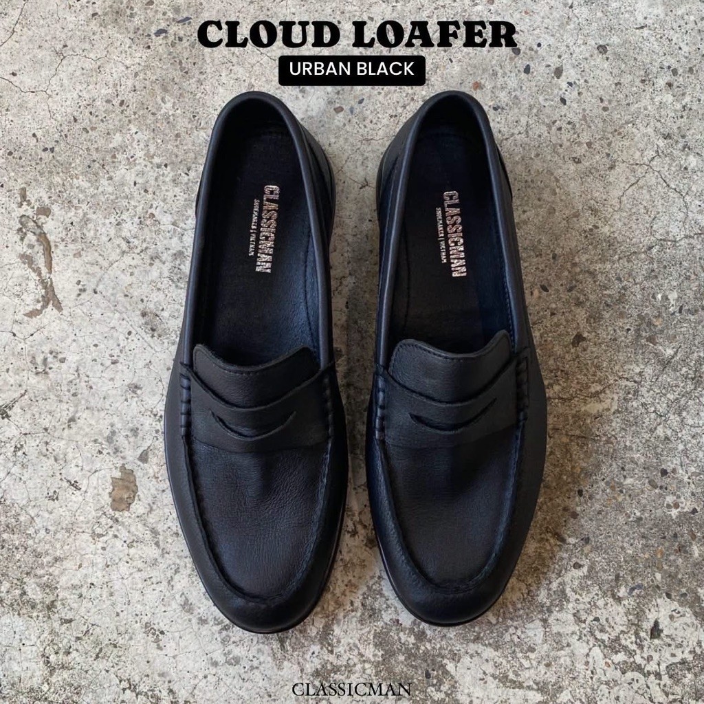 [GIÀY LƯỜI] Cloud Black Loafer da siêu mềm, Giày lười nam, loafer công sở nam