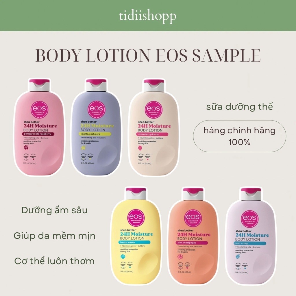 [AUTH] CÁC CHAI CHIẾT 50ML BODY LOTION EOS - Kem Dưỡng Da Toàn Thân EOS | tidiishopp